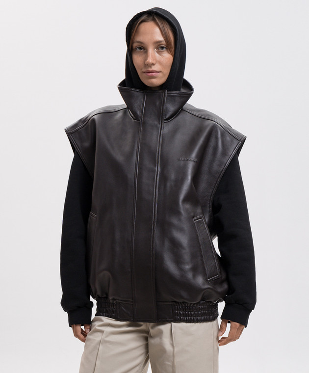Balenciaga Коричневый кожаный жилет A002FVTUS30 изображение 3