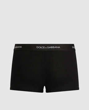 Dolce&Gabbana Черные трусы-боксеры в рубчике с логотипом M4C13JONN96