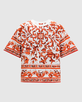 Dolce&Gabbana Біла футболка прямого крою в брендовий принт F8U10TGDDT5