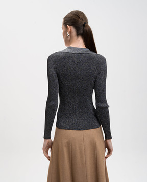 Max Mara Серый пуловер ONDATA в рубчик с люрексом ONDATA