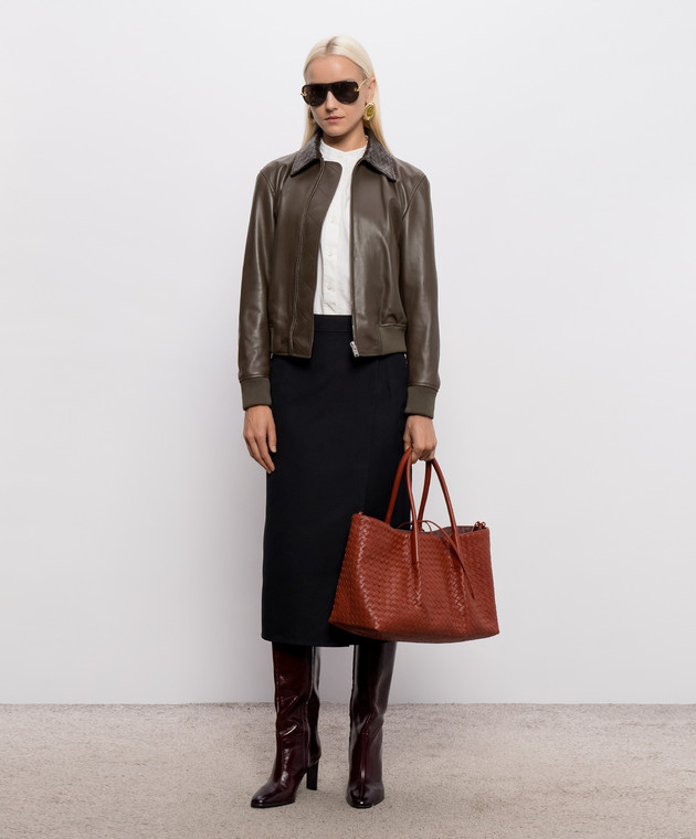 Bottega Veneta Шкіряна куртка кольору хакі 874736V61D0 зображення 2