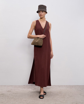 Brunello Cucinelli Бордова сукня з льоном MH126A4812