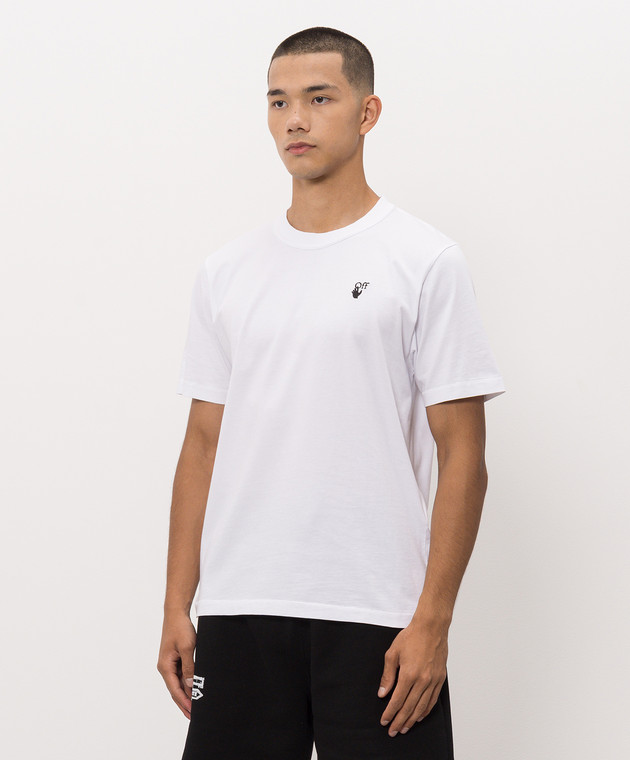 Off-White Белая футболка с вышивкой логотипа Off 44MAA16MF26J006 изображение 3
