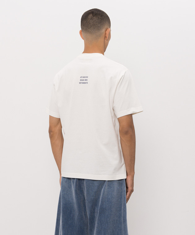 Vetements Футболка цвета айвори с надписью MH27TR173Wm изображение 4