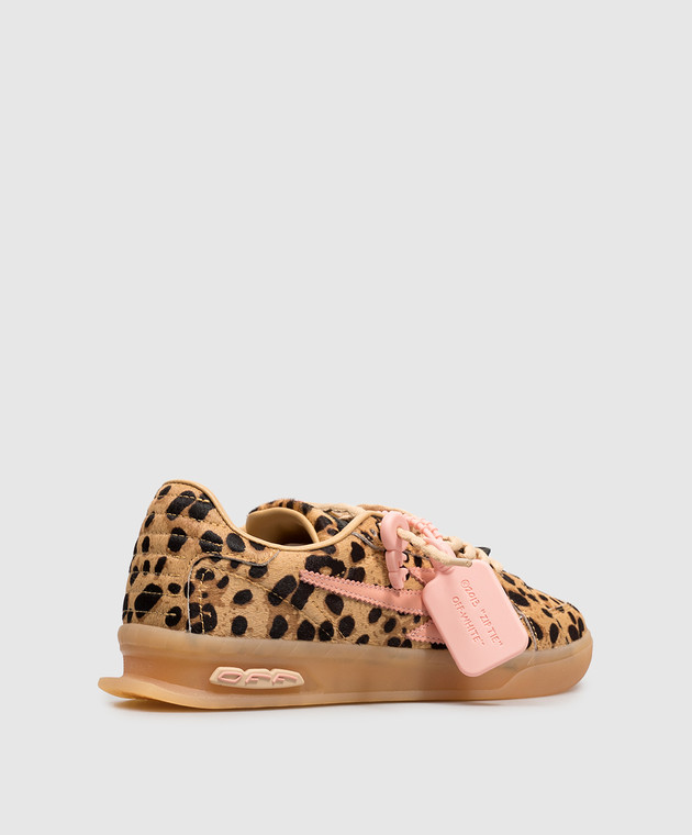 Off-White Бежевые кожаные кроссовки End Of Play в принт OF05772267 изображение 3