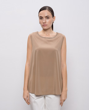 Peserico Коричневий топ із шовку S08893D07325