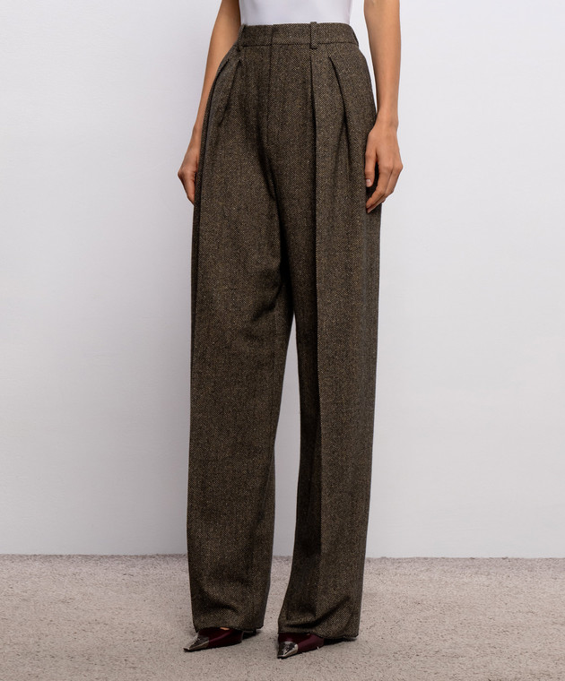 Saint Laurent Брюки с шерстью в узор A00463Y3L22 изображение 3