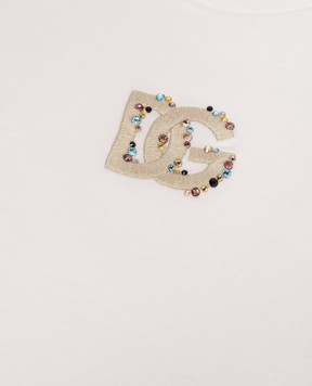 Dolce&Gabbana Дитяча біла футболка з вишивкою монограми L5JTQUG7P0K46