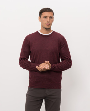 Brunello Cucinelli Бордовий джемпер з кашеміру, шовку та льону MSY00100