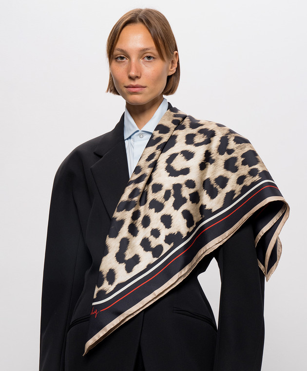 Givenchy Бежевый платок из шелка в леопардовый принт 710011887001 изображение 2