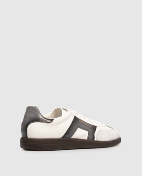Santoni Білі комбіновані кеди з логотипом MBPL21965DKTCYNE