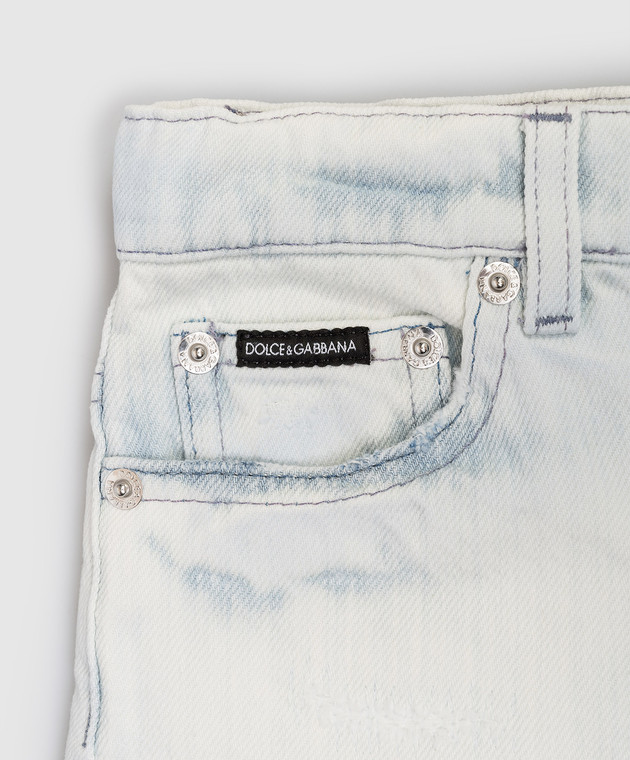 Dolce&Gabbana Дитячі блакитні джинсові шорти з патчем логотипа L53Q50LDD5936 зображення 3