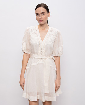 Twinset Біла сукня з рамі з вишивкою бродері 261TT2290