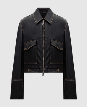 Dondup Чорна шкіряна куртка з ефектом потертості DJ780PL0678DXXX