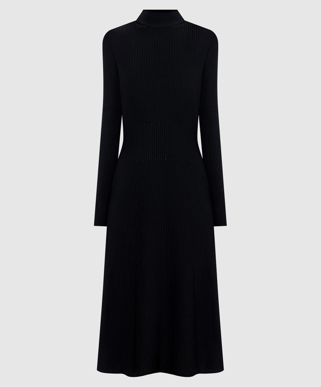 Balmain Чорна сукня з вовни в рубчик HF1RL245KK06