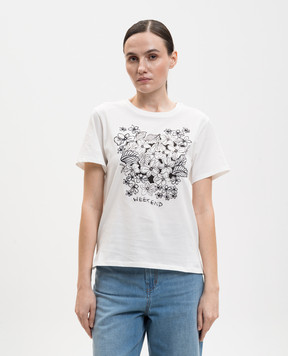 Max Mara Weekend Біла футболка BORA з квітковим принтом WKDBORA
