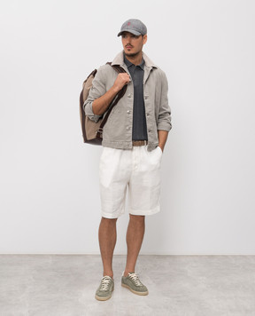 Brunello Cucinelli Серое поло с полосками M29204205P