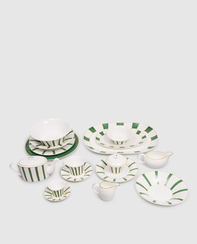 Geminiano Cozzi 1765 Біла порцелянова десертна тарілка Striche Verdi e Oro TTCMI02229036