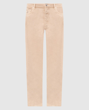 Brunello Cucinelli Бежевые джинсы с патчем и вышивкой эмблемы M277PO2090