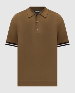 Tom Ford Поло кольору хакі з шовком KPS037YMC039