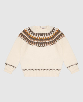 Moncler ENFANT Детский свитер из шерсти и кашемира цвета айвори L29519C00003M4281