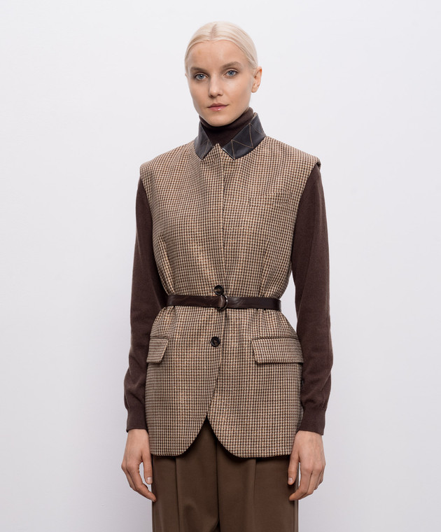 Brunello Cucinelli Бежевий жилет з вовни у візерунок з люрексом MG5467259P зображення 3