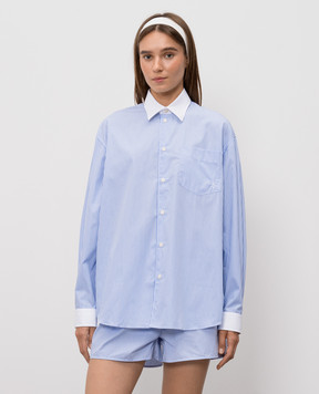 Sporty & Rich Блакитна сорочка в смужку SI019710302ST02