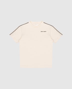 Palm Angels Дитяча бежева футболка з тасьмою PBAA011S26JER001