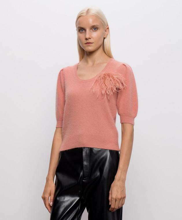 Twinset Розовый джемпер с шерстью с брошью 262TP3260 изображение 3