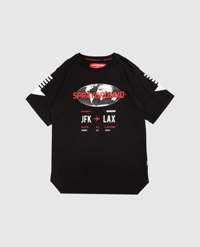 Sprayground Дитяча чорна футболка з принтом логотипа 21PESPY192