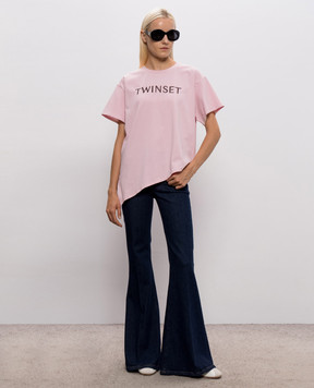 Twinset Сині джинси кльош з патчем логотипа 262TP2900