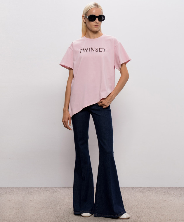 Twinset Сині джинси кльош з патчем логотипа 262TP2900 зображення 2