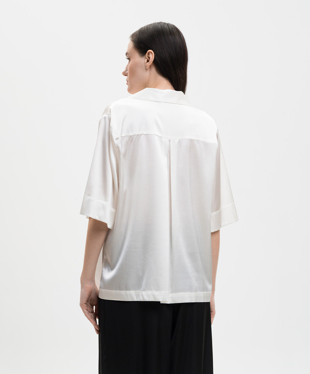 Solotre Біла блуза із шовку M1AB0093 зображення 4