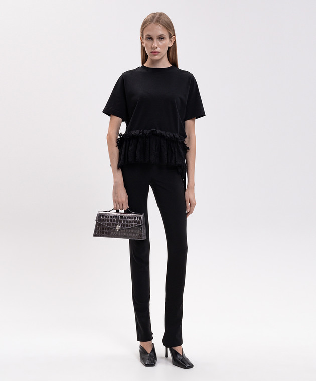 Alexander McQueen Черная футболка с баской A000L5QLAEZ изображение 2