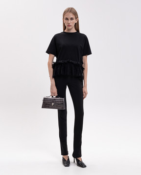 Alexander McQueen Черная футболка с баской A000L5QLAEZ