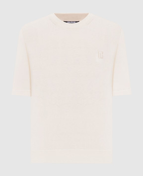 Balmain Бежевая футболка с шелком GF0ALB30KJ53