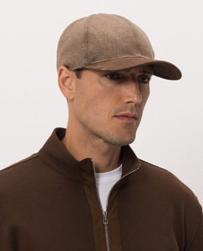 Brett Johnson Коричнева кепка з кашеміру та нубука FW26CAP1LP701CHE