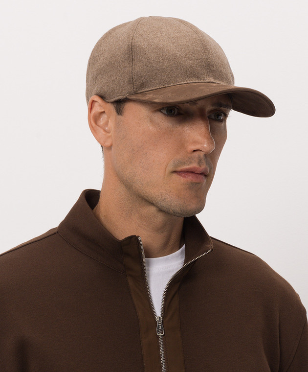 Brett Johnson Коричнева кепка з кашеміру та нубука FW26CAP1LP701CHE зображення 2