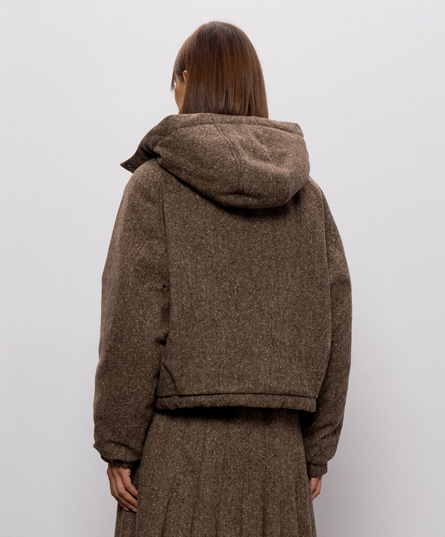Brunello Cucinelli Пуховая коричневая куртка с шерстью MD0023657 изображение 4