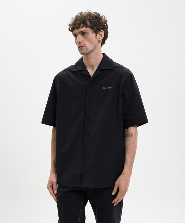 Off-White Черная рубашка с логотипом Metal Arrow 44XGG01FS26F003 изображение 3
