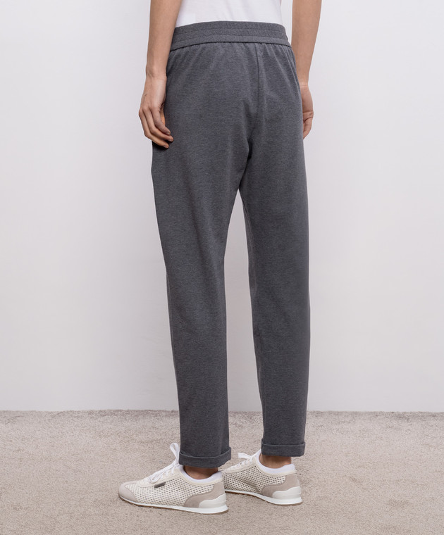 Brunello Cucinelli Серые спортивные брюки с отворотами MP827FB799 изображение 4