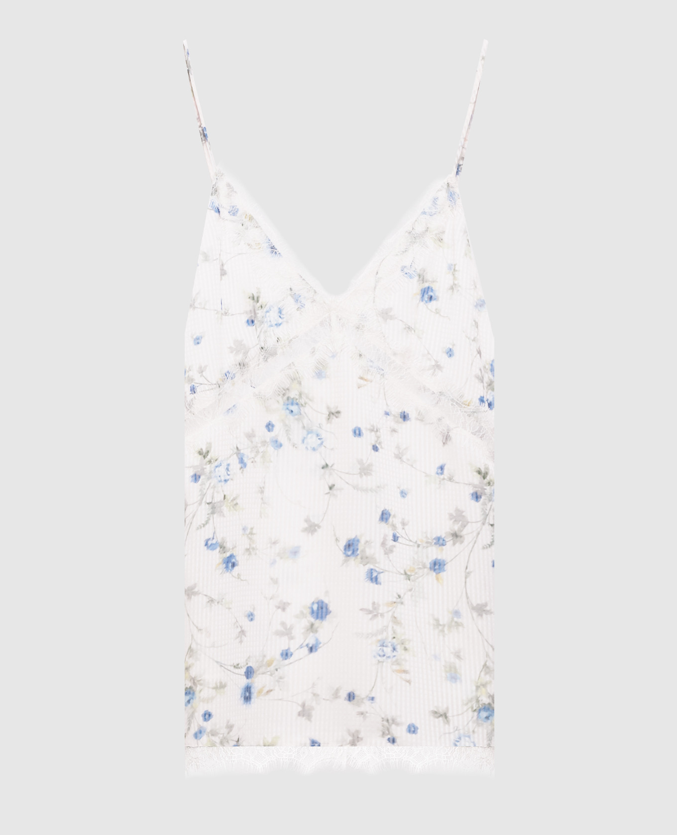 

Белый топ в цветочный принт с кружевом, Топы