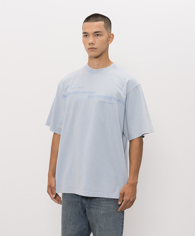 Alexander Wang Голубая футболка с принтом логотипа UCC3261926m изображение 3