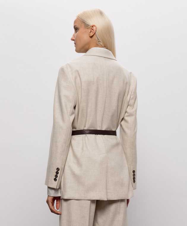 Brunello Cucinelli Бежевый жакет из шерсти и кашемира MB1627645 изображение 4