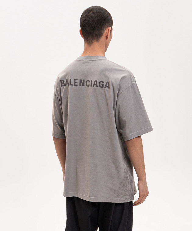 Balenciaga Серая футболка Balenciaga Back 764235TTVF9 изображение 4