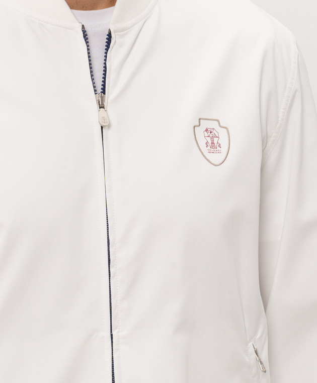 Brunello Cucinelli Біла спортивна куртка з принтом емблеми MB4229084T зображення 4