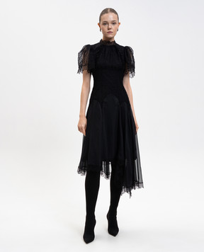 Alexander McQueen Чорна сукня міді з мереживом 843633QZAPW
