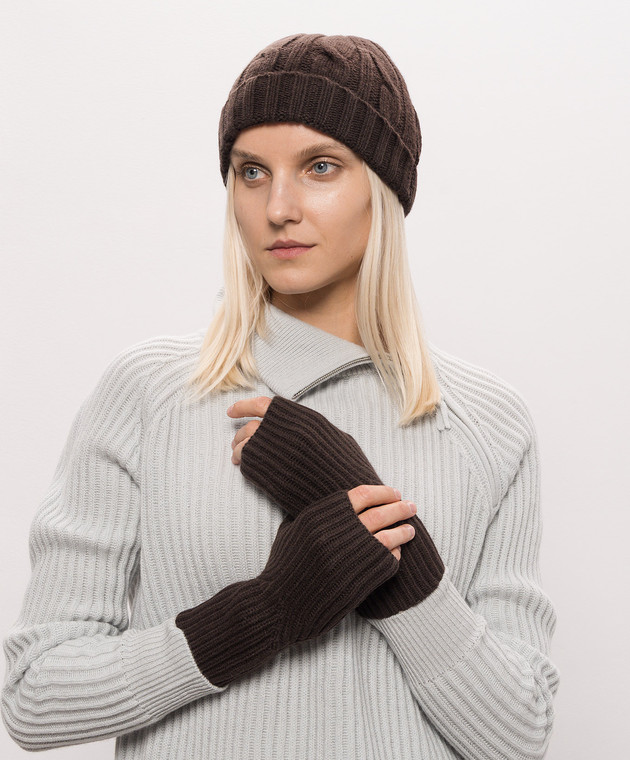 Allude Коричнева шапка з кашеміру 26511223 зображення 2