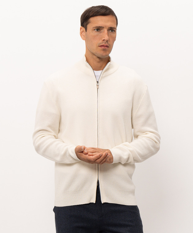 Canali Кардиган з кашеміру кольору айворі MK02546C0022 зображення 3