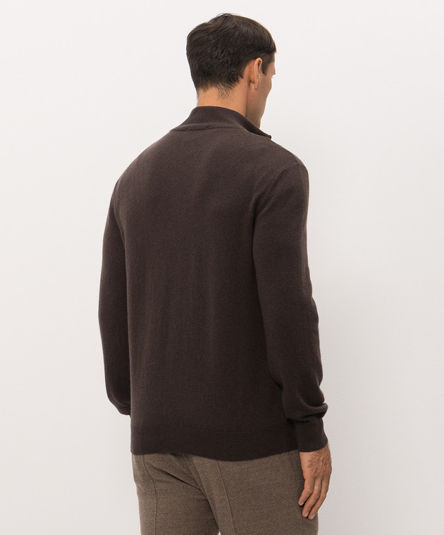 Bertolo Cashmere Коричневый свитер из кашемира с молнией 400025000005 изображение 4